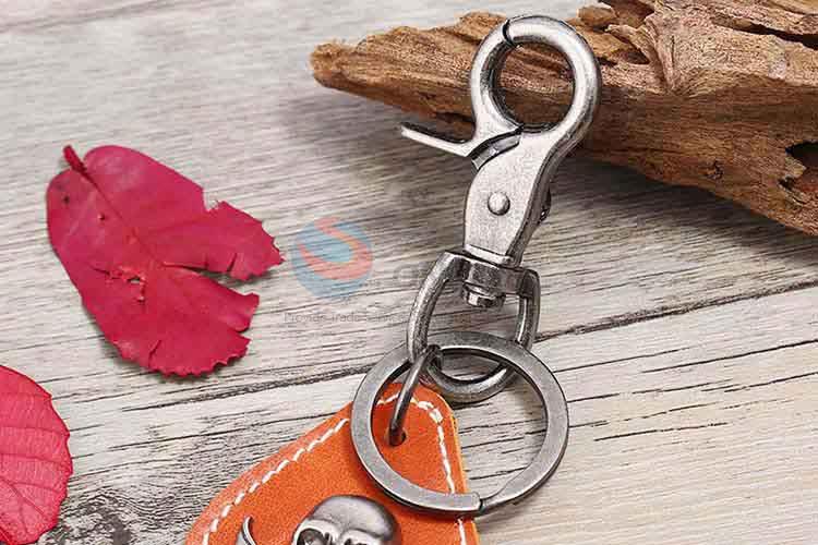 Low price cowhide key chain key ring