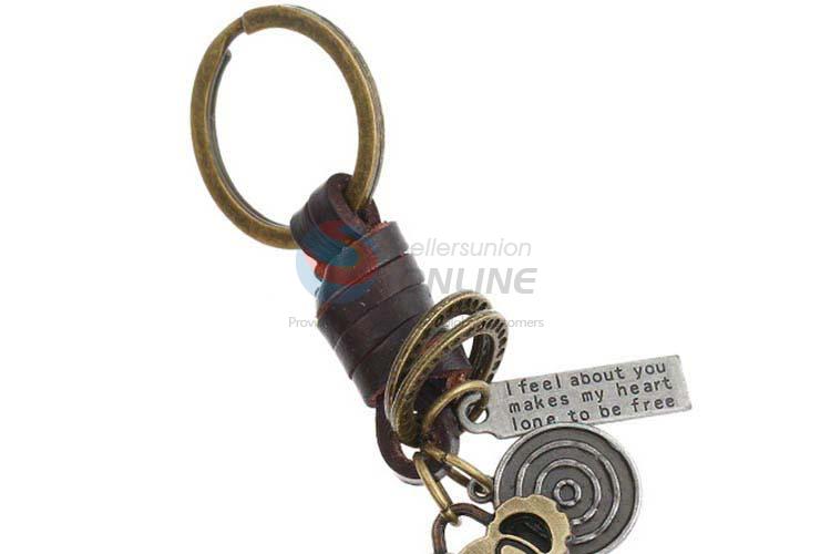 Factory promotional cowhide key chain key ring