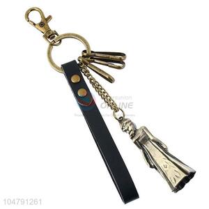 Wholesale new style cowhide key chain alloy key ring