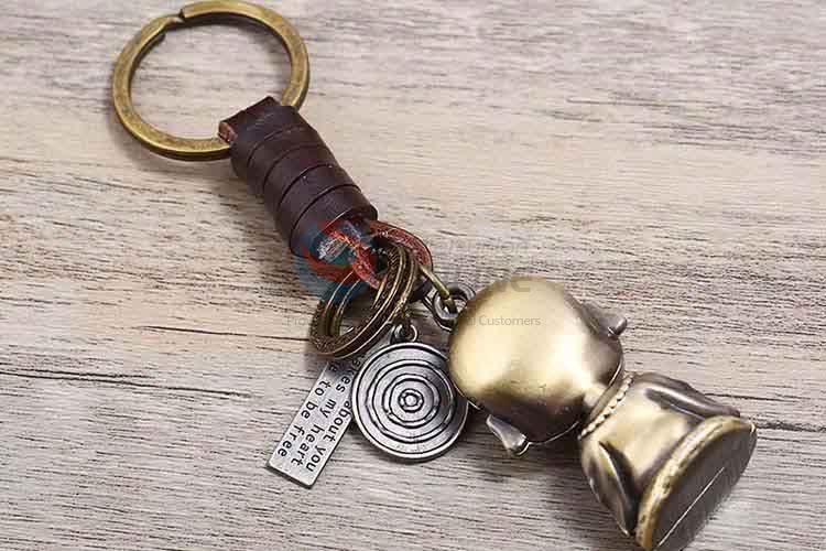 Customized wholesale cheap cowhide key chain key ring