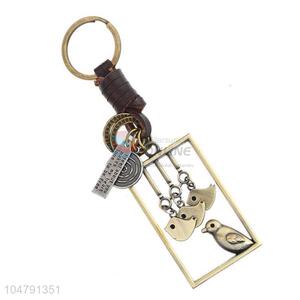 Wholesale custom cowhide key chain bird key ring