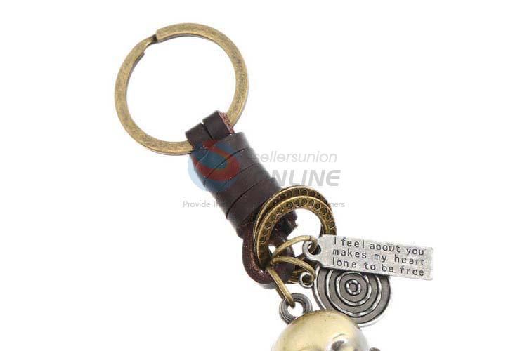 Customized wholesale cheap cowhide key chain key ring