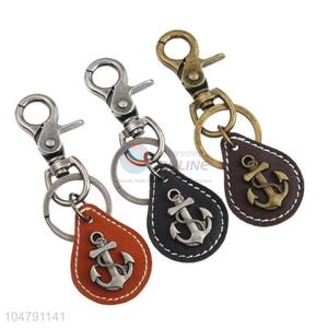 Wholesale cheap cowhide key chain anchor key ring