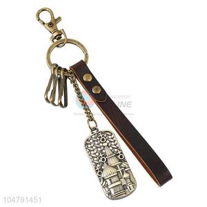 China factory cowhide key chain alloy key ring