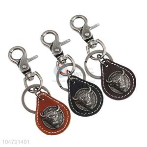 Most popular cheap cowhide key chain ox-head key ring