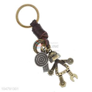 Cheap wholesale cowhide key chain robot key ring