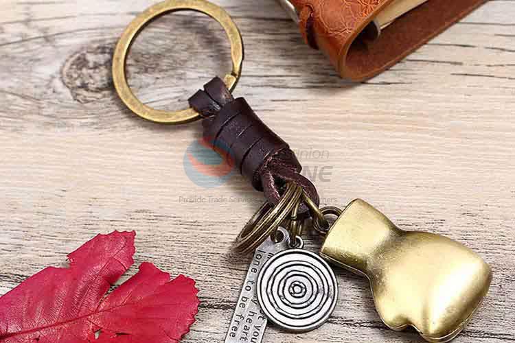 Top manufacturer cowhide key chain key ring