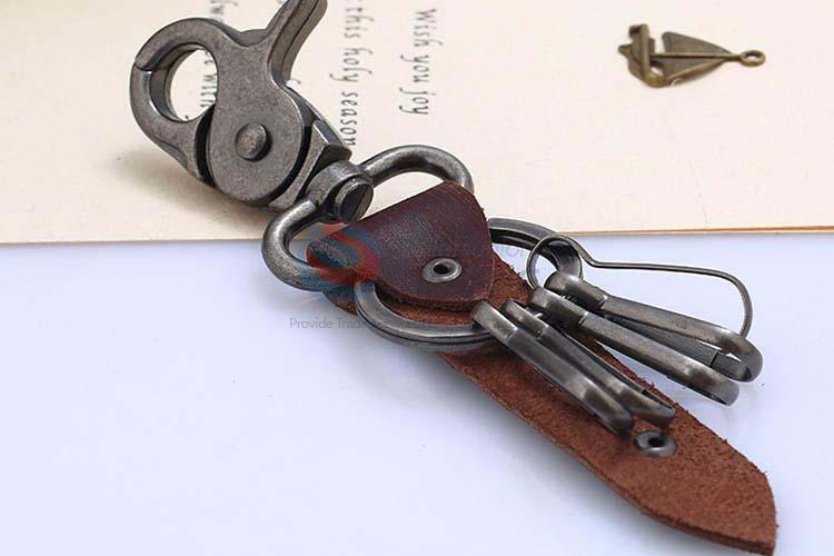 High quality promotional cowhide key chain key ring