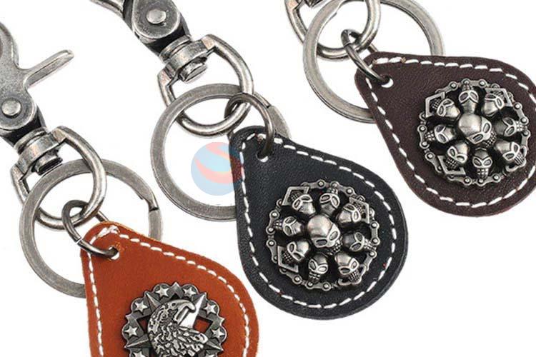 China wholesale cowhide key chain key ring