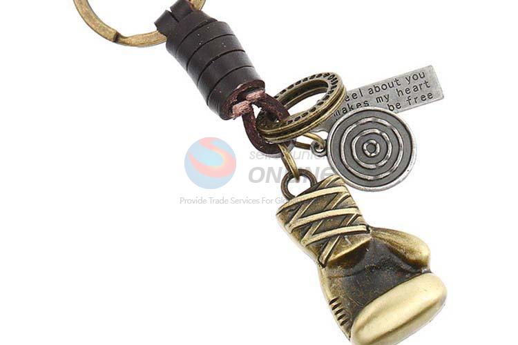 Top manufacturer cowhide key chain key ring