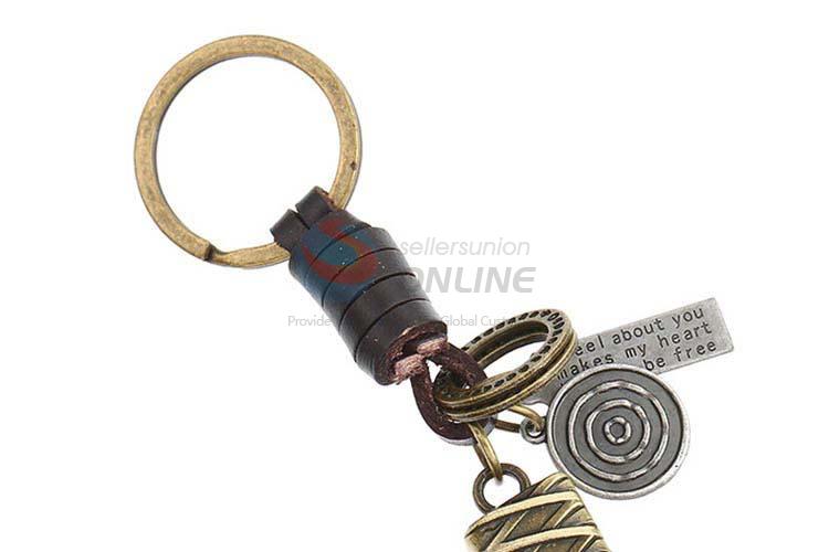 Top manufacturer cowhide key chain key ring