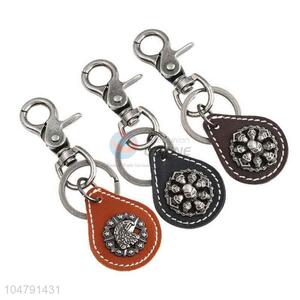 China wholesale cowhide key chain alloy key ring