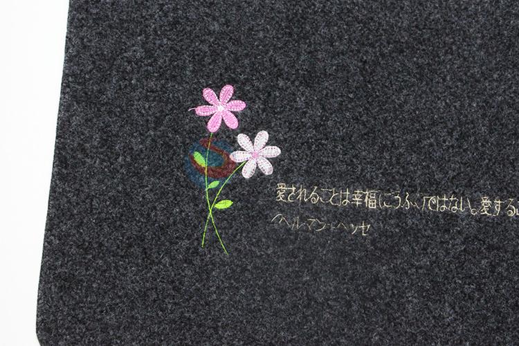 Factory Direct Soft Black Color Flower Printed Doormat Floor Mat