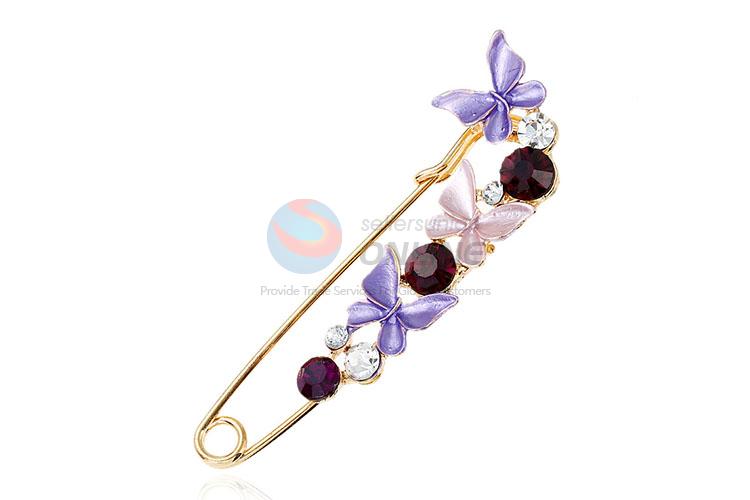 China factory safe pin shape flower alloy brooch