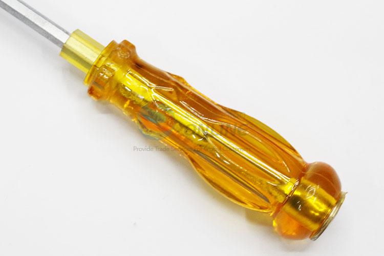 Yellow Plastic Handle Retractable Slotted Screwdriver with Protective Cover