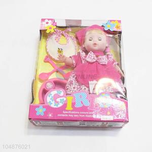 Super quality baby doll with dishware toy