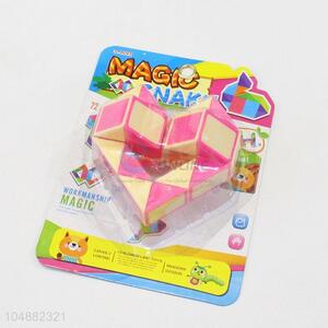 Personalized Pink and Yellow Color Educational Speed Heart Shaped Twist Cube Puzzle Toys