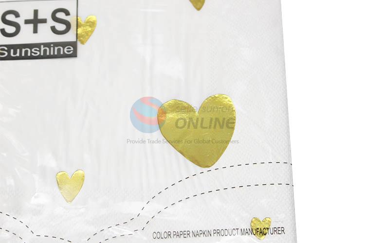 20pcs/Set Gold Blocking Heart Pattern Eco-friendly Double-ply Paper Napkins