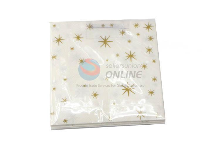 Snowflake Printed Gold Blocking Paper Napkins for Festival