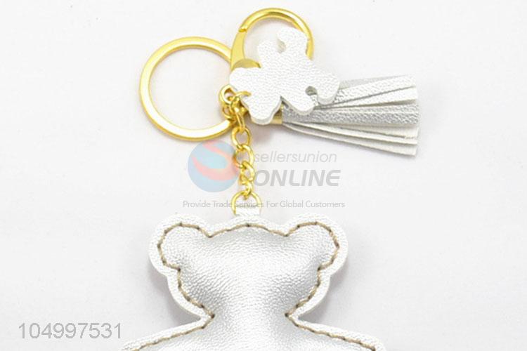 Bottom Price Woman Bear Key Chain PU Leather Keyring Handbag Car Accessories