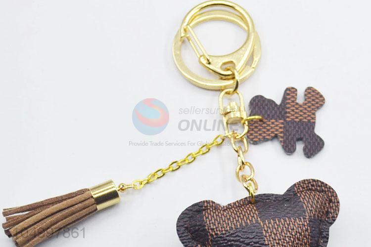 Superior Quality PU Leather Bear Key Chain Key Ring For Women