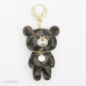 Direct Factory Cute Bear Leather Key Chain Women Keyring Bag Hang Toy