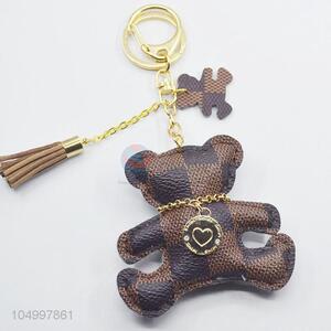 Superior Quality PU Leather Bear Key Chain Key Ring For Women