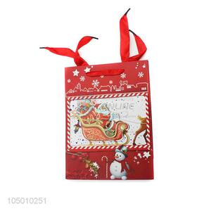 Bottom price Chrismtas pattern paper gift bag with handle