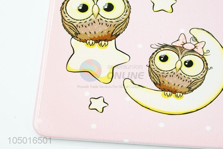 Cute rectangle ceramic coffee cup mat with owl pattern