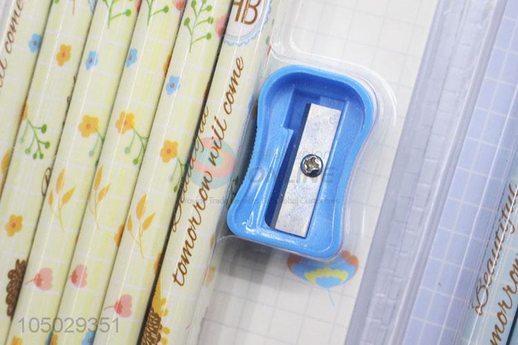 Reasonable Price 12 Pencils and Pencil Sharpener Set Promotional Gift Stationery