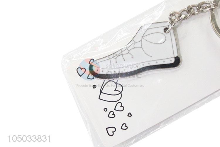 Cute White Color Shoes Shaped Zinc Alloy Key Chain Portable Key Ring