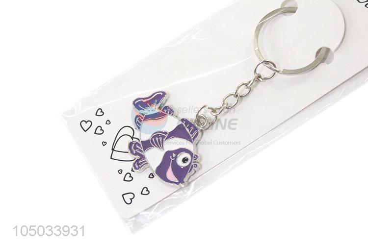 Factory Direct Supply Cute Cartoon Fish Shaped Zinc Alloy Key Chain Portable Key Ring