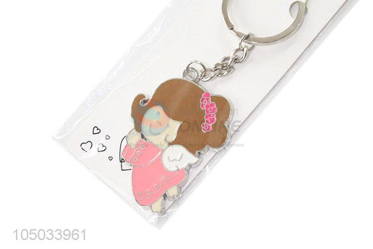 Wholesale Factory Supply Cartoon Girl Shaped Zinc Alloy Key Chain Portable Key Ring