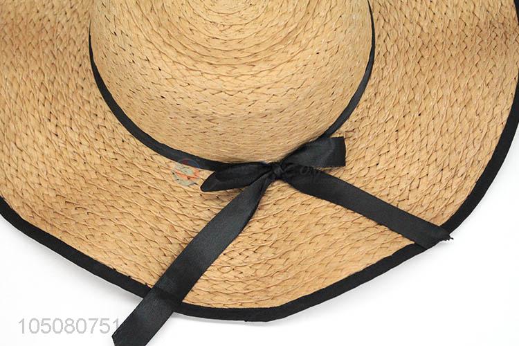 Direct Price Womens Fashion Summer Straw Hat Sun Hat Folding Travel Beach Cap