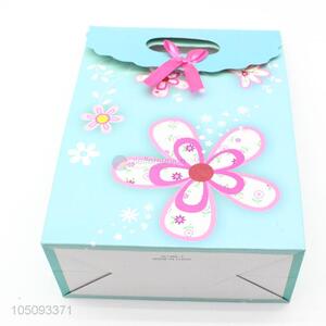 Wholesale Simple Professional Blue Flower Printing Craft Paper Gift Bag