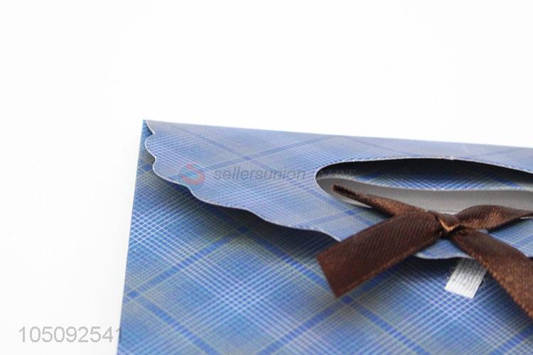 New Design Vintage Style Blue Color Check Pattern Shopping Paper Bag/Gift Bag