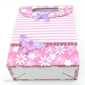 Latest Design Elegant Pink Color Flower Pattern Paper Gift Bag