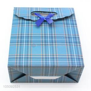 Top Quality Blue Color Check Pattern Shopping Paper Bag/Gift Bag