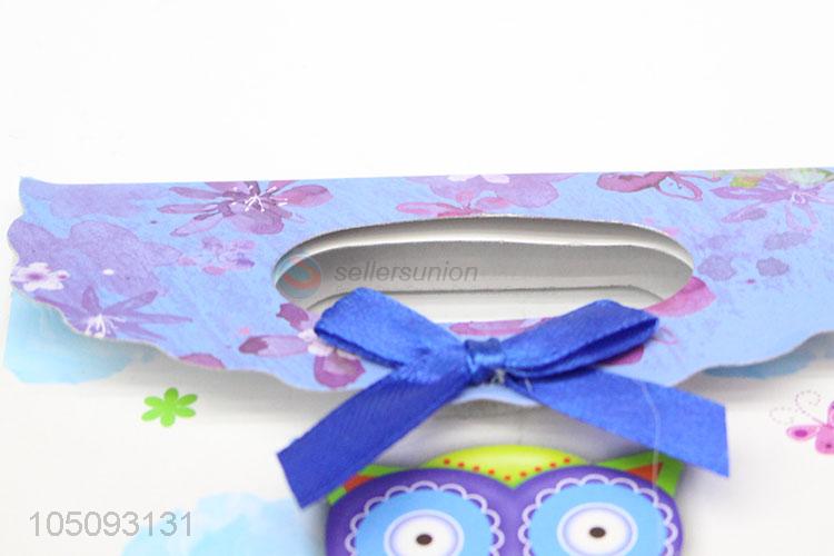 New Style Blue Cartoon Owl Printed Facotory Wholesale Paper Packaging Gift Bags