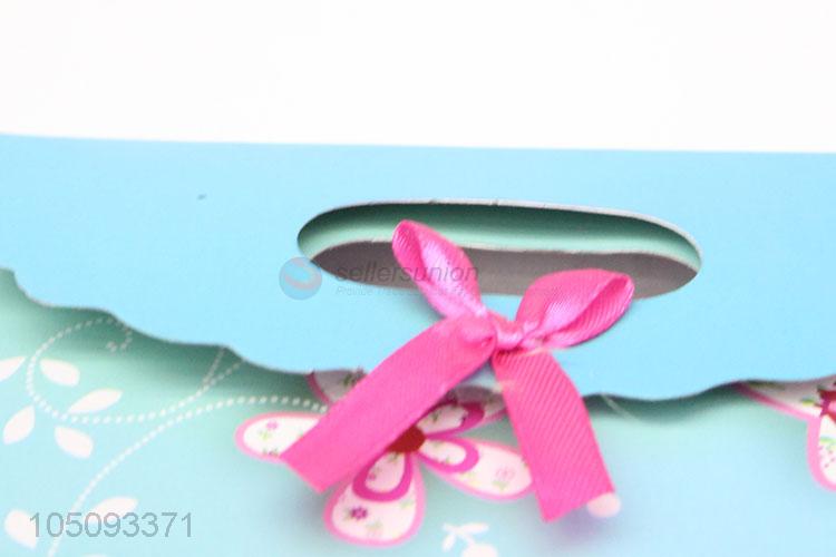 Wholesale Simple Professional Blue Flower Printing Craft Paper Gift Bag