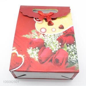 Promotional Birthday Paper Bag Exquisite Red Rose Pattern Gift Bag