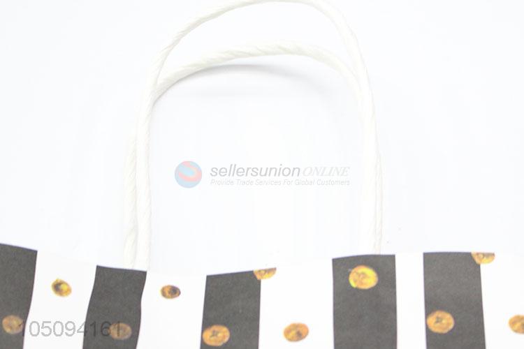 Direct Factory Black And White Striped Paper Gift Bag Wholesale