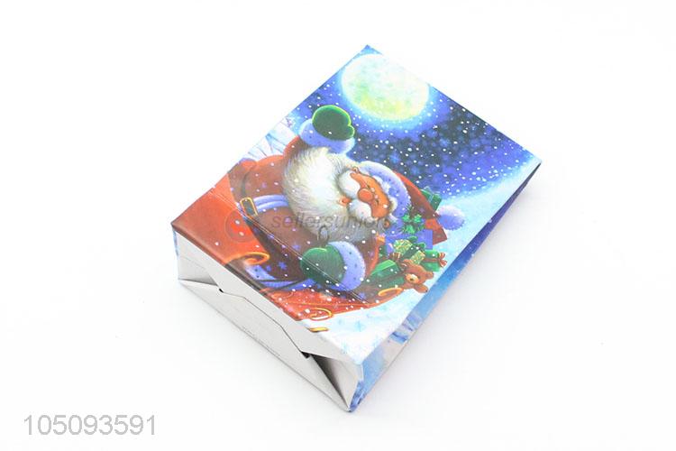 Wholesale Factory Supply Blue Color  Father Christmas Pattern Shopping Paper Gift Bag