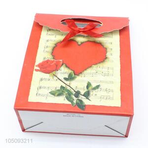 Fashion Style Red Rose Printed Paper Gift Bags for Wedding