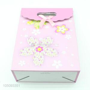 Hot-Selling Popular Latest Design Pink Flower Pattern Recycle Shopping Gift Bag