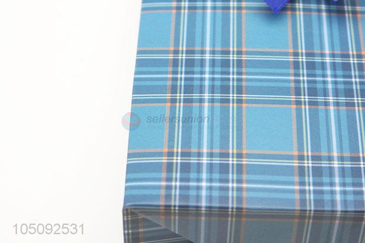 Top Quality Blue Color Check Pattern Shopping Paper Bag/Gift Bag