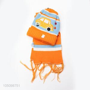 Most Popular Cartoon Kids Knitted Winter Hat with Scarf