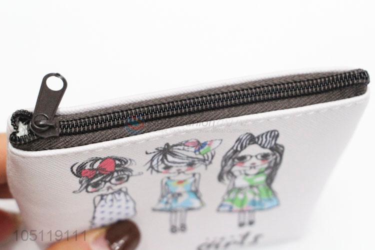 Lovely Cartoon Girl  Pattern PVC Clutch Bag Small Round Coin Purse