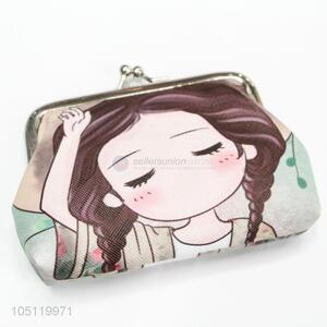 High Quality Cartoon Cute Girl Printed Clip PVC Coin Purse Wallet