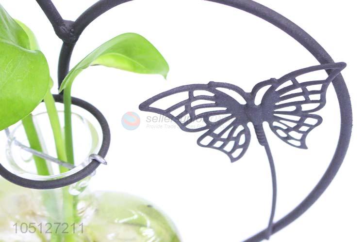 Promotional Custom Miniature Metal Crafts Iron Flower Pot Shape Landscape Ornaments